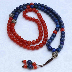 Lapis lazuli Stone & Carnelian Stone Prayer Mala