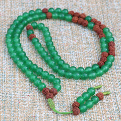 Jade Stone Yoga Mala With Rudraksha Seed