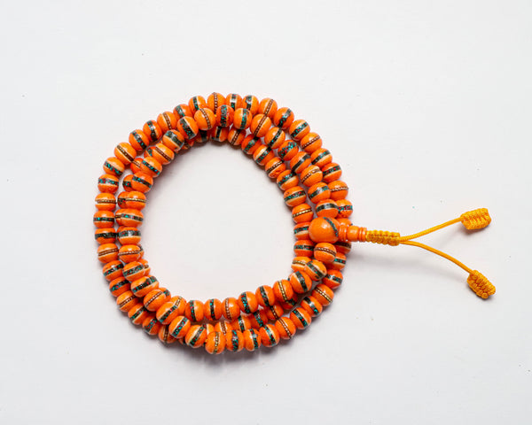 108 Beads Inlaid Yak Bone Hand Knotted Mala Prayer Bead Mala