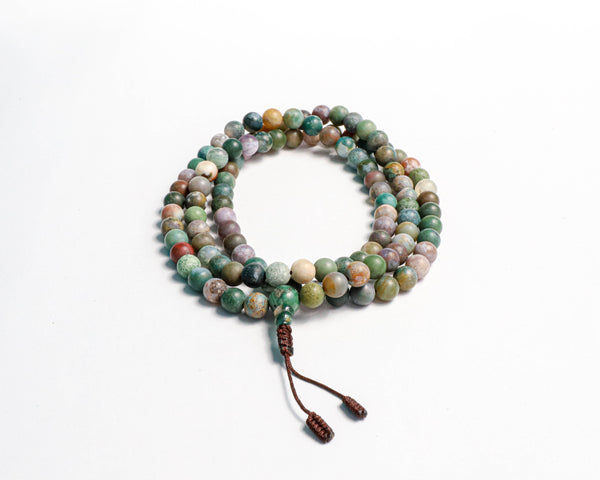 108 Beads Matte Blood Stone Hand Knotted Meditation Japa Prayer Bead Mala