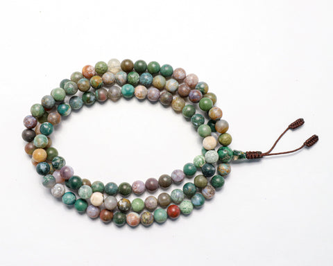 108 Beads Matte Blood Stone Hand Knotted Meditation Japa Prayer Bead Mala