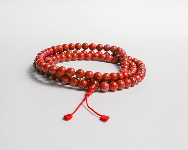 108 Beads Red Jasper Stone Hand Knotted Mala Prayer Bead Mala
