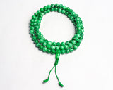 108 Beads Green Jade Stone Hand Knotted Mala Yoga Prayer Bead Mala