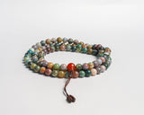 108 Beads Matte Blood Stone Hand Knotted Mala Prayer Bead Mala
