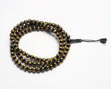 Tibetan Mantra Carved Black Onyx Stone Hand Knotted Mala Prayer Bead Mala