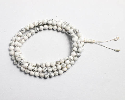 108 Beads Matte Howlite Stone Hand Knotted Mala Prayer Bead Mala