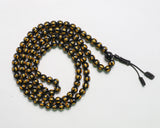 Tibetan Mantra Carved Black Onyx Stone Hand Knotted Mala Prayer Bead Mala
