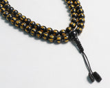 Tibetan Mantra Carved Black Onyx Stone Hand Knotted Mala Prayer Bead Mala