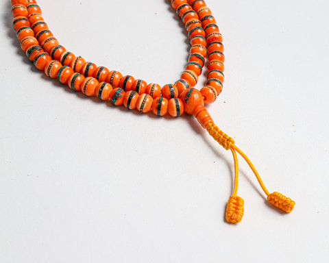 108 Beads Inlaid Yak Bone Hand Knotted Mala Prayer Bead Mala