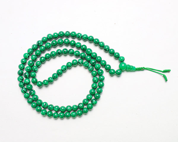 108 Beads Malachite Stone Hand Knotted Mala Prayer Bead Mala