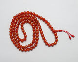 108 Beads Mantra Carved Carnelian Hand Knotted Mala Prayer Bead Mala