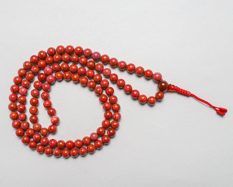 108 Beads Red Jasper Stone Hand Knotted Mala Prayer Bead Mala