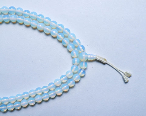 108 Beads Opal Stone Hand Knotted Meditation Japa Prayer Bead Mala