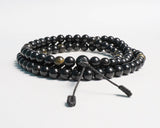 108 Beads Obsidian Stone Hand Knotted Mala Prayer Bead Mala