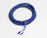 108 Beads Lapis Lazuli Stone Hand Knotted Meditation Japa Prayer Bead Mala