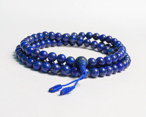 108 Beads Lapis Lazuli Stone Hand Knotted Meditation Japa Prayer Bead Mala