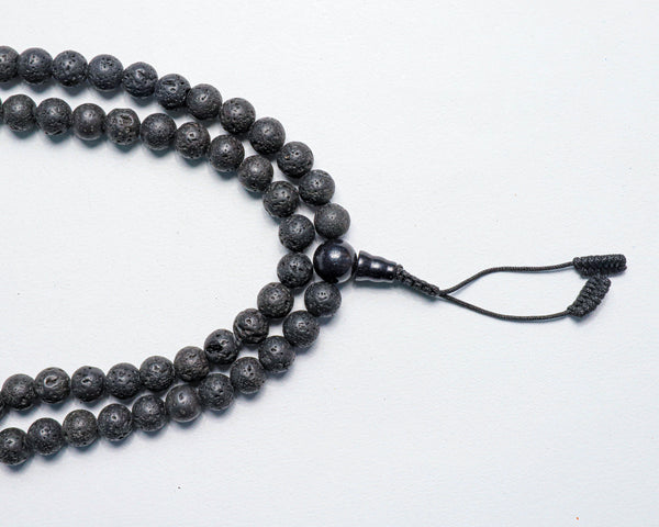 108 Beads Lava Stone Hand Knotted Meditation Japa Prayer Bead Mala