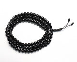 108 Beads Black Onyx Stone Hand Knotted Meditation Japa Prayer Bead Mala