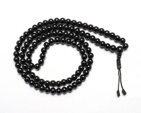 108 Beads Black Onyx Stone Hand Knotted Meditation Japa Prayer Bead Mala