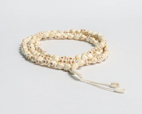 108 Beads Howlite Skull Stone Hand Knotted Meditation Japa Prayer Bead Mala