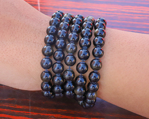 108 Beads Obsidian Stone Hand Knotted Mala Prayer Bead Mala
