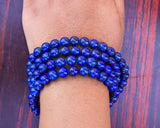 108 Beads Lapis Lazuli Stone Hand Knotted Meditation Japa Prayer Bead Mala