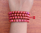108 Beads Red Jasper Stone Hand Knotted Mala Prayer Bead Mala
