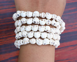 108 Beads Howlite Skull Stone Hand Knotted Meditation Japa Prayer Bead Mala