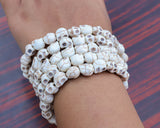 108 Beads Howlite Skull Stone Hand Knotted Meditation Japa Prayer Bead Mala