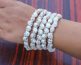 108 Beads Howlite Skull Stone Hand Knotted Meditation Japa Prayer Bead Mala