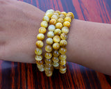 108 Beads Yellow Tiger Eye Stone Hand Knotted Mala Prayer Bead Mala