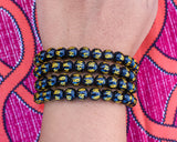 Tibetan Mantra Carved Black Onyx Stone Hand Knotted Mala Prayer Bead Mala