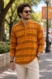 Nepal Fashion Om Print Yoga Kurta, Prayer Shirt - Top 100% Cotton Hippie Shirt for Men & Women