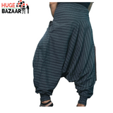 Black and Grey Striped Aladdin Harem Trouser for Yoga / Meditation for Men and Women