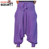 Purple Striped Aladdin Harem Trouser for Yoga / Meditation for Men and Women