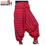 Red Striped Aladdin Harem Yoga / Meditation Trouser for Men and Women