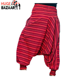 Red Striped Aladdin Harem Yoga / Meditation Trouser for Men and Women