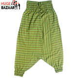 Green Striped Aladdin Harem Trouser for Yoga / Meditation for Men and Women