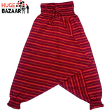 Red Striped Aladdin Harem Yoga / Meditation Trouser for Men and Women