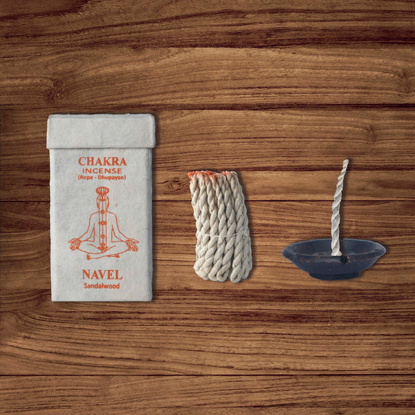 Natural Handmade Chakra Navel Sandalwood String Rope Incense -Pack of 35 Rope