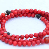 Bamboo Coral Stone Mala With Lava Spacer