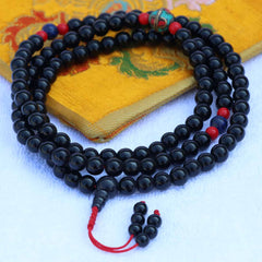 Inlaid Brass Bead Black Onyx Stone Mala