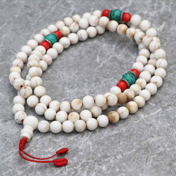 Antique Turquoise & Conch shell Japa Mala