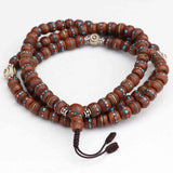Antique Inlay Bodhi Seed Prayer Mala With Yak Bone Spacer