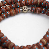 Antique Inlay Bodhi Seed Prayer Mala With Yak Bone Spacer