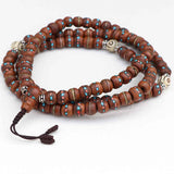 Antique Inlay Bodhi Seed Prayer Mala With Yak Bone Spacer