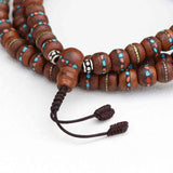 Antique Inlay Bodhi Seed Prayer Mala With Yak Bone Spacer