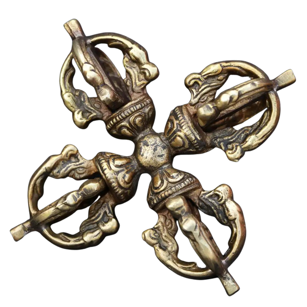 Tibetan Brass Double Vajra /Dorje Handmade Vintage