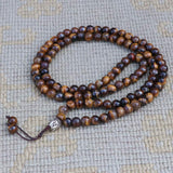 Buddha Head Tiger Eye Stone Prayer Mala