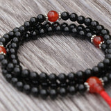Black Onyx Stone Japa Mala with Carnelian Stone